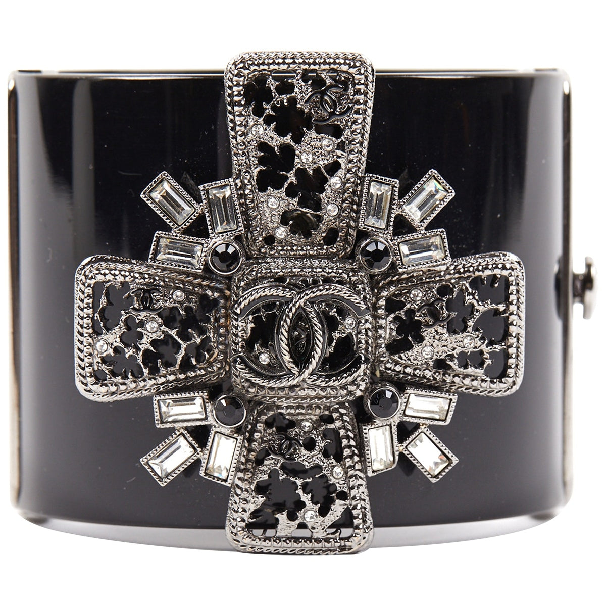 Chanel black plastic bracelets