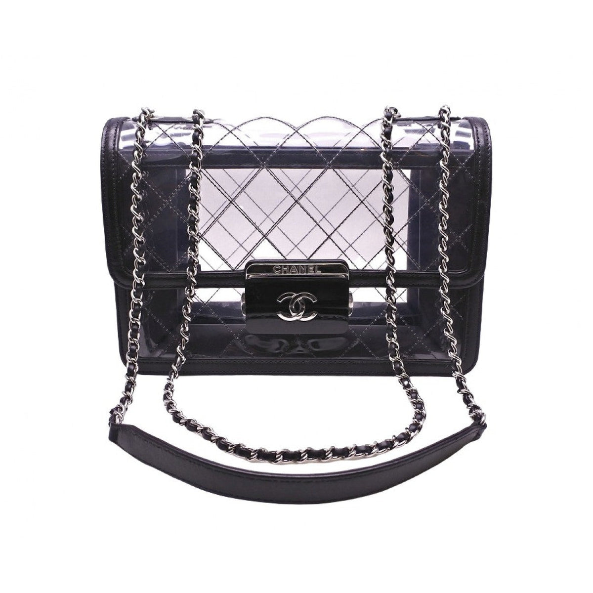 Chanel timeless/classique black plastic handbag