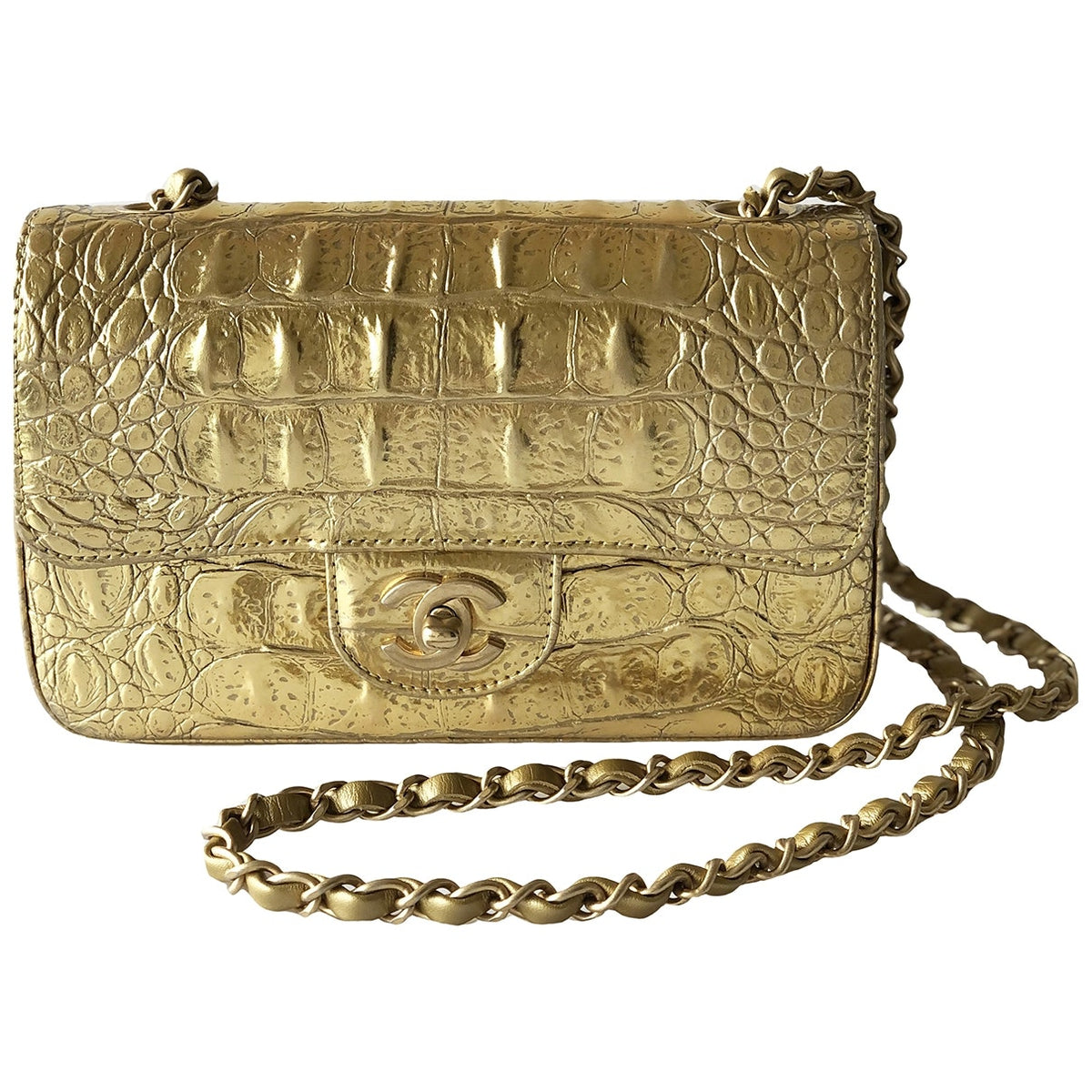 Chanel timeless/classique gold leather handbag