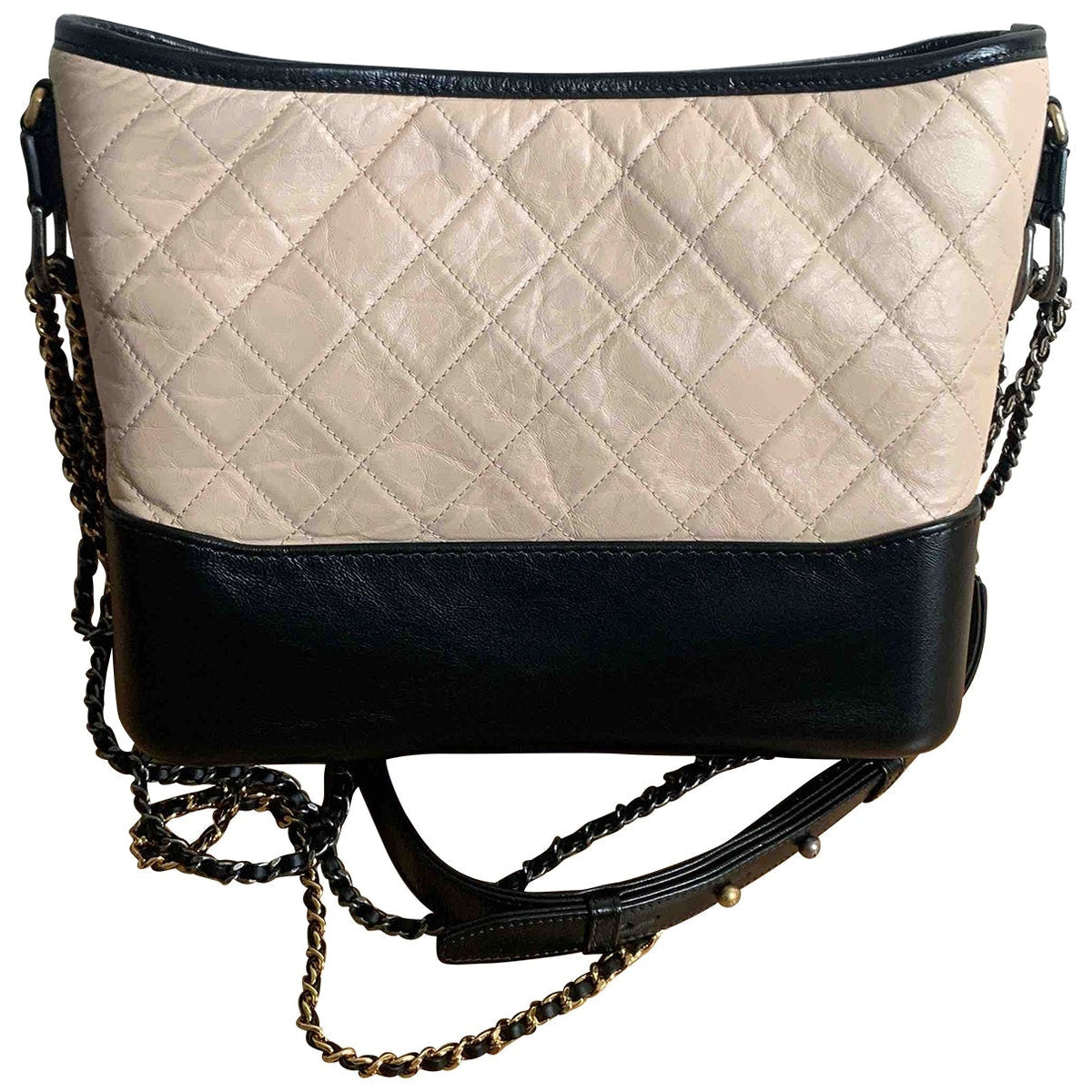 Chanel gabrielle beige leather handbag