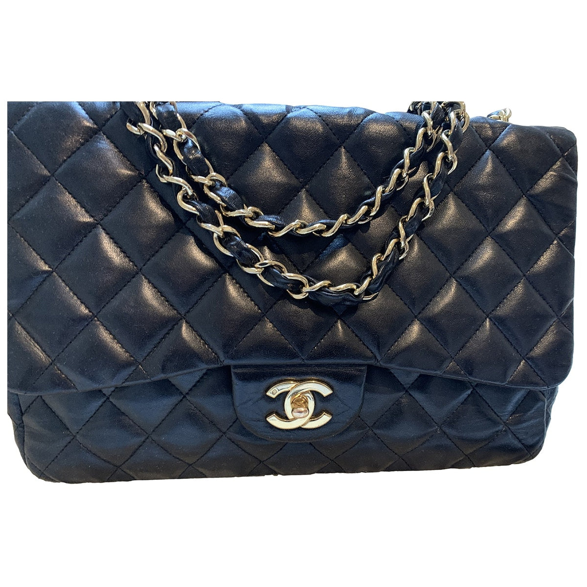Chanel timeless/classique black leather handbag