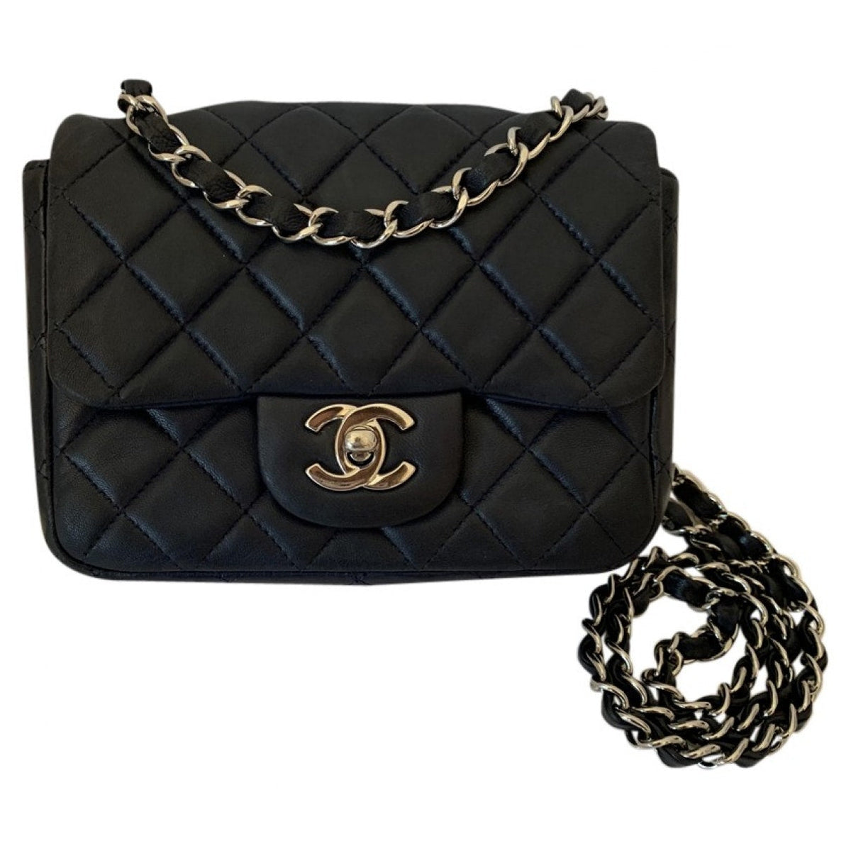 Chanel timeless/classique blue leather handbag