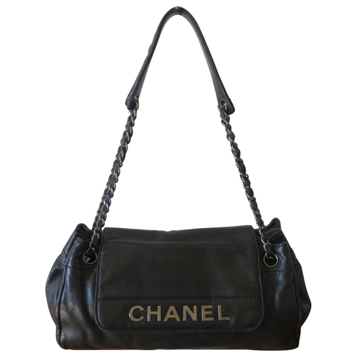 Chanel black leather handbag