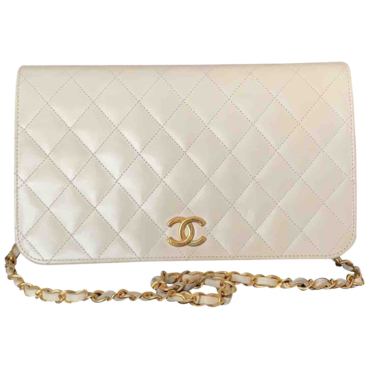 Chanel timeless/classique white leather handbag