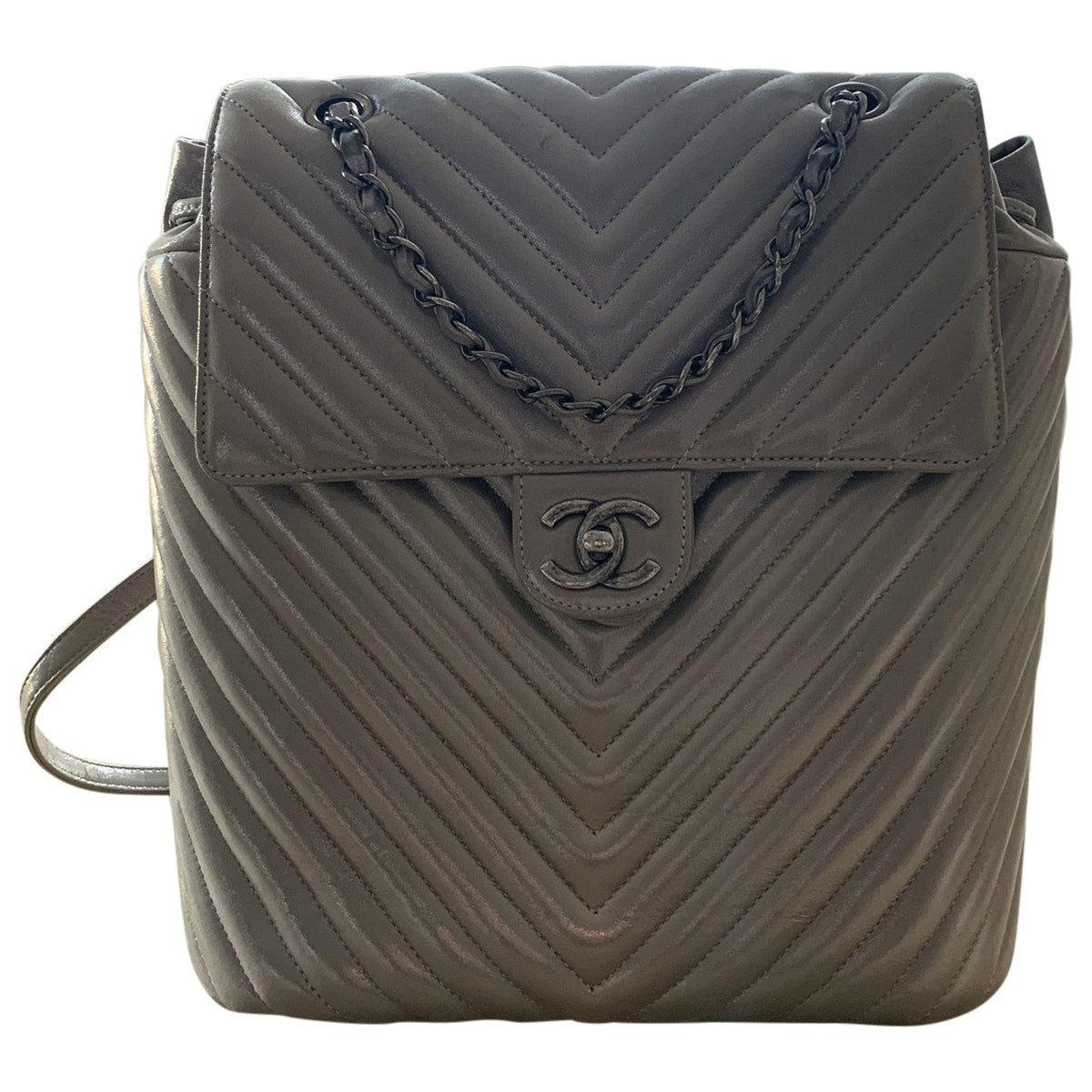 Chanel timeless/classique grey leather backpacks