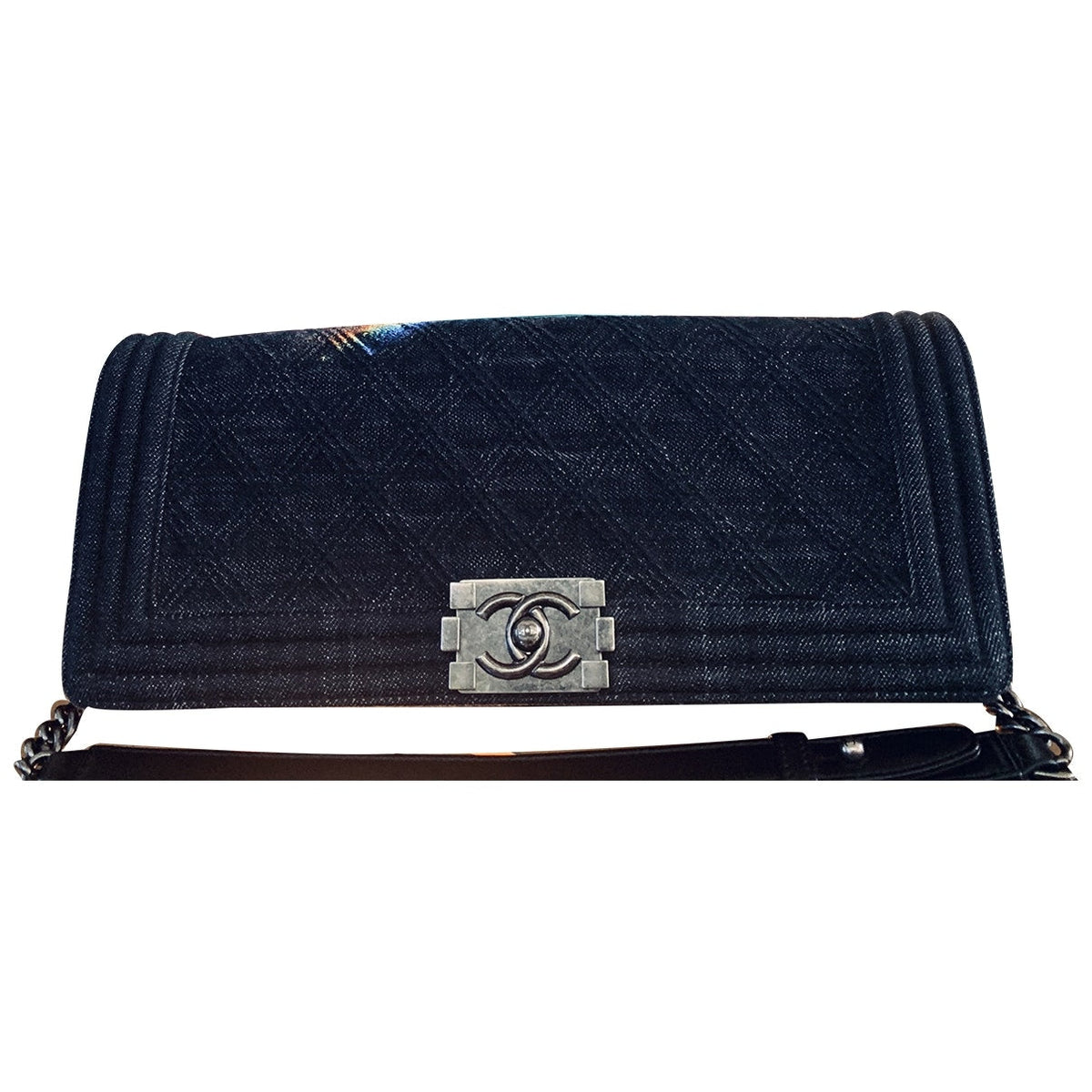 Chanel boy black denim - jeans handbag
