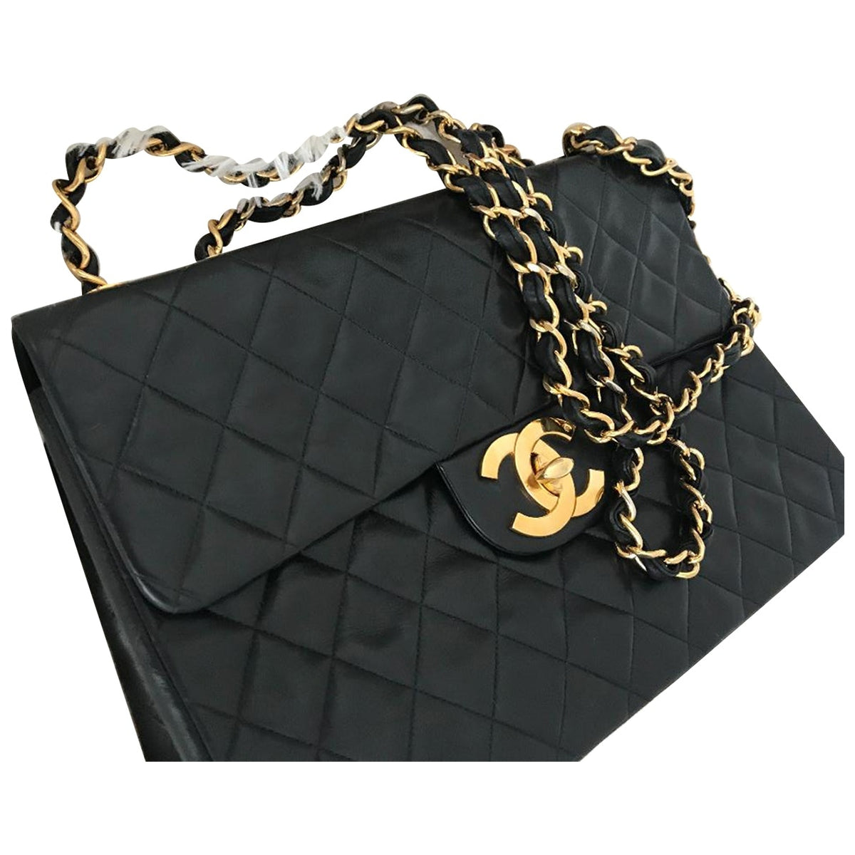 Chanel timeless/classique black leather handbag