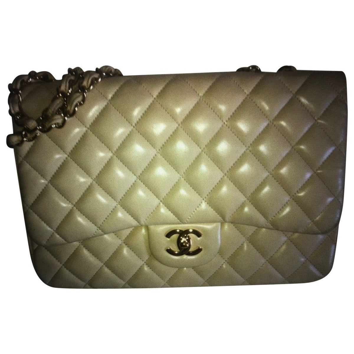 Chanel timeless/classique beige leather handbag