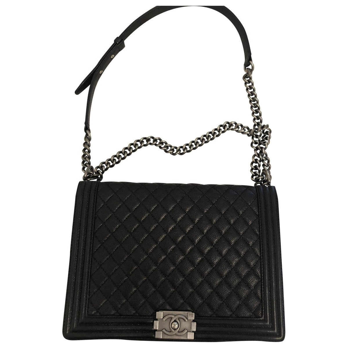 Chanel boy black leather handbag