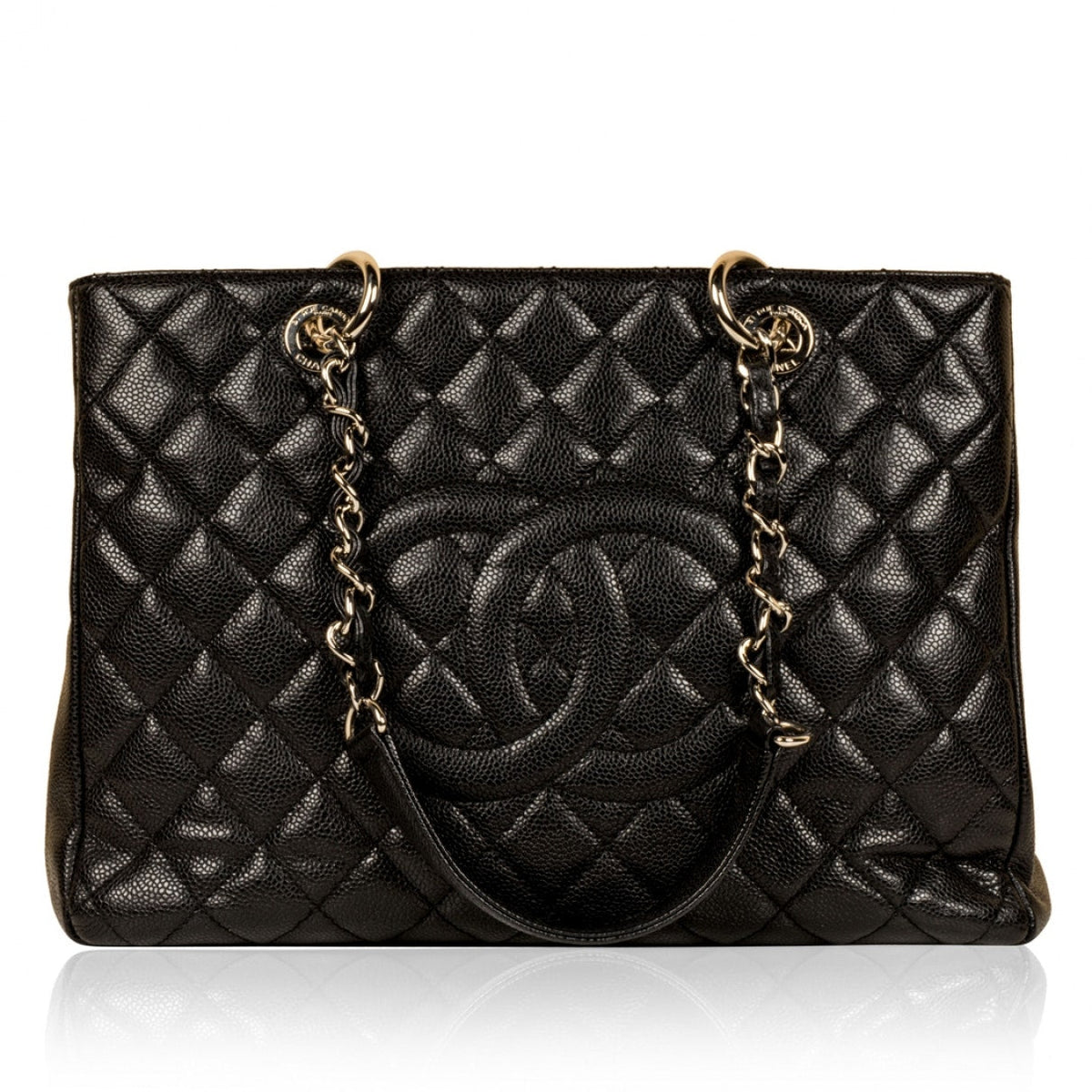 Chanel grand shopping black leather handbag