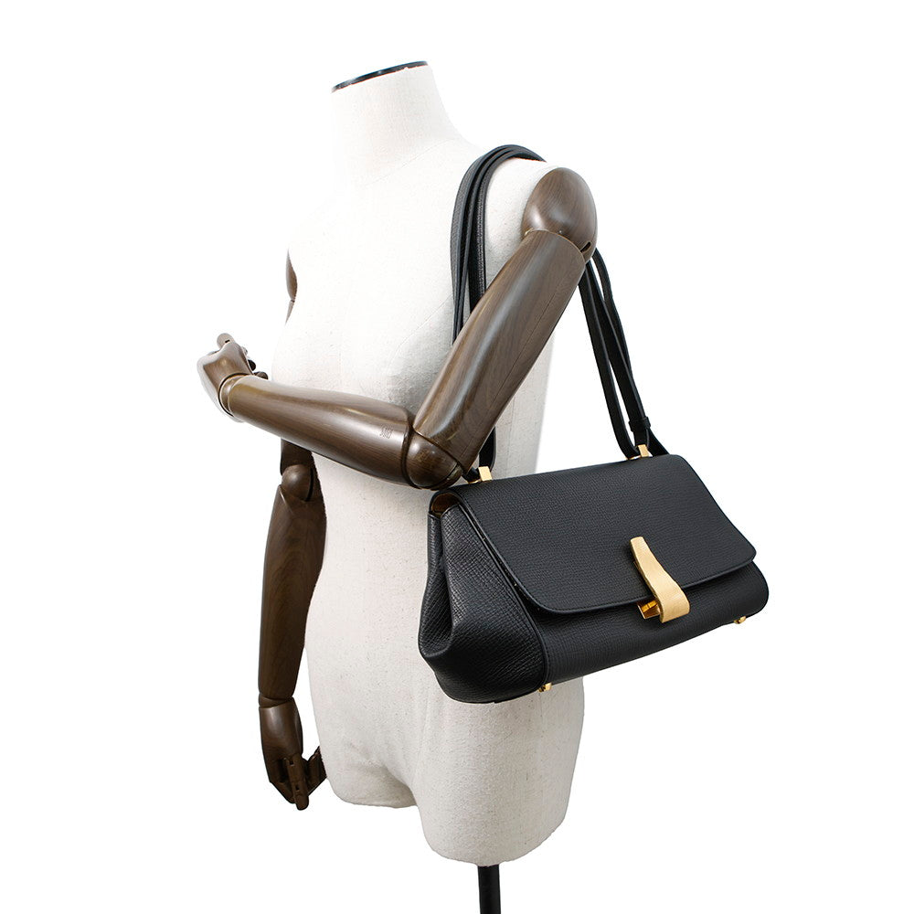Bottega Veneta Angle Palmellato Shoulder Bag Black576143 Leather