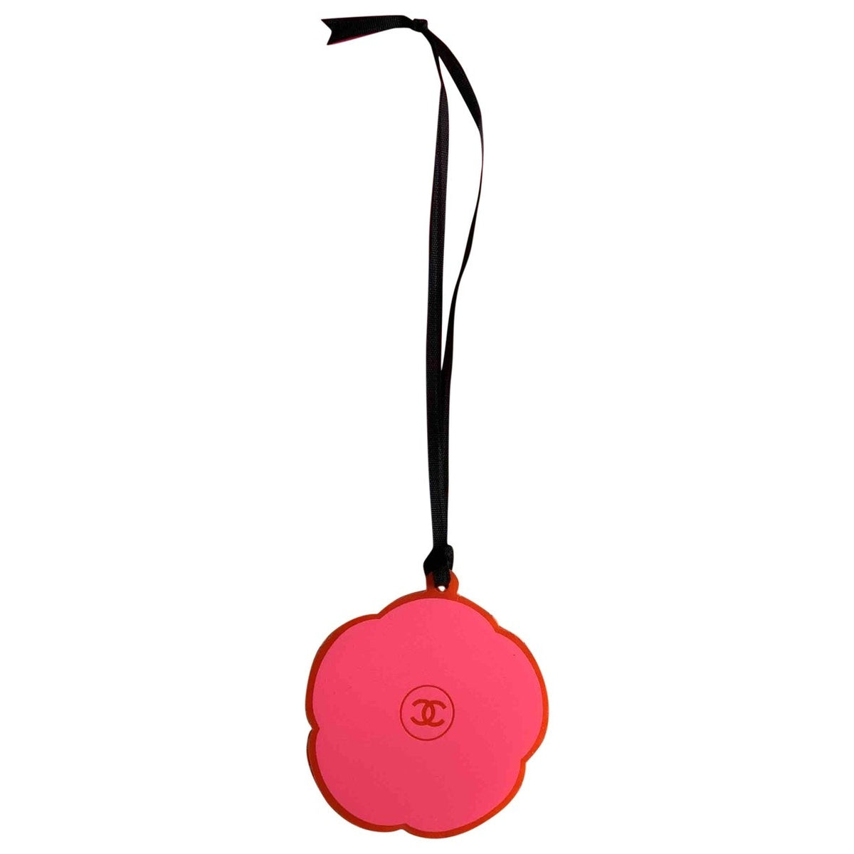 Chanel camélia pink plastic bag charms