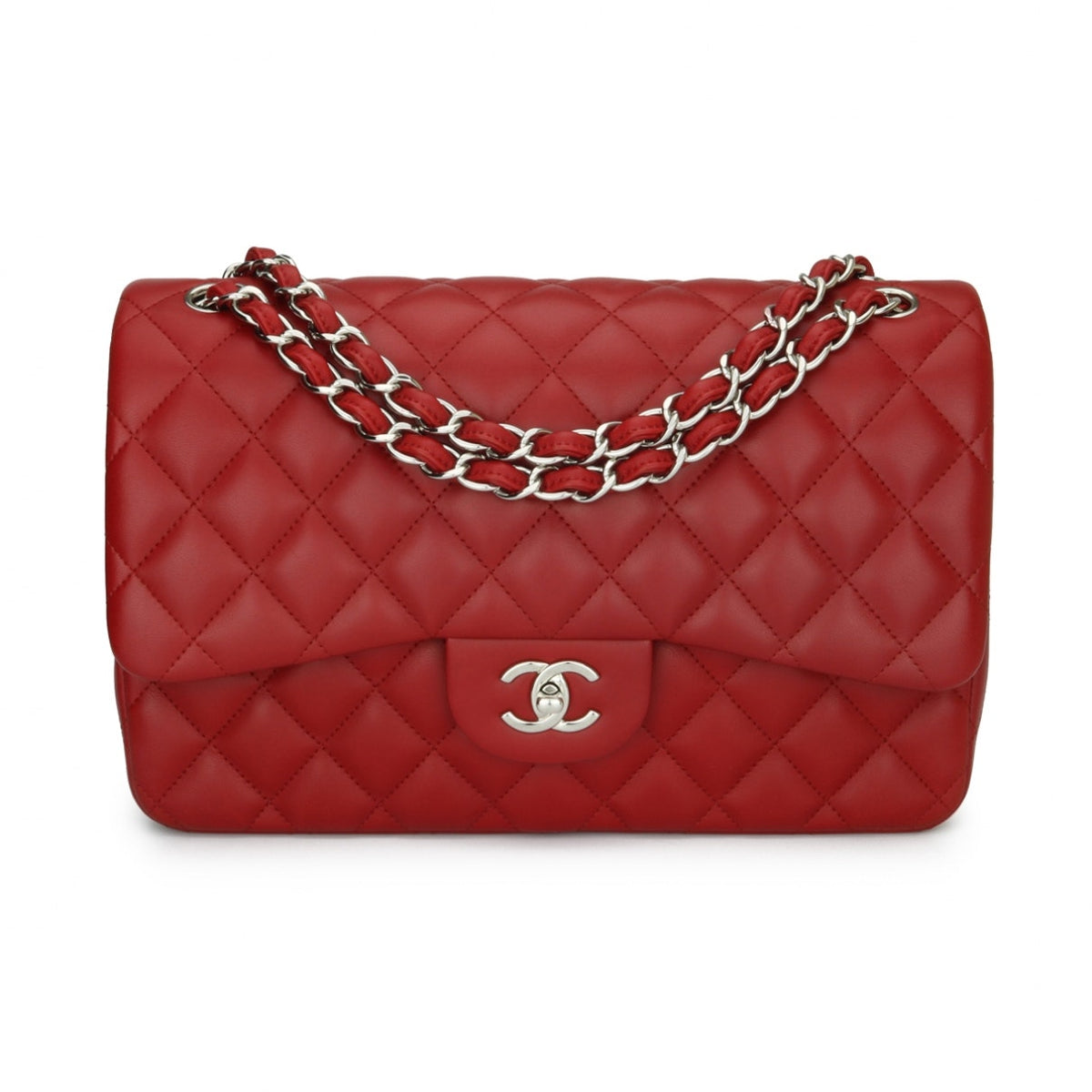 Chanel timeless/classique red leather handbag