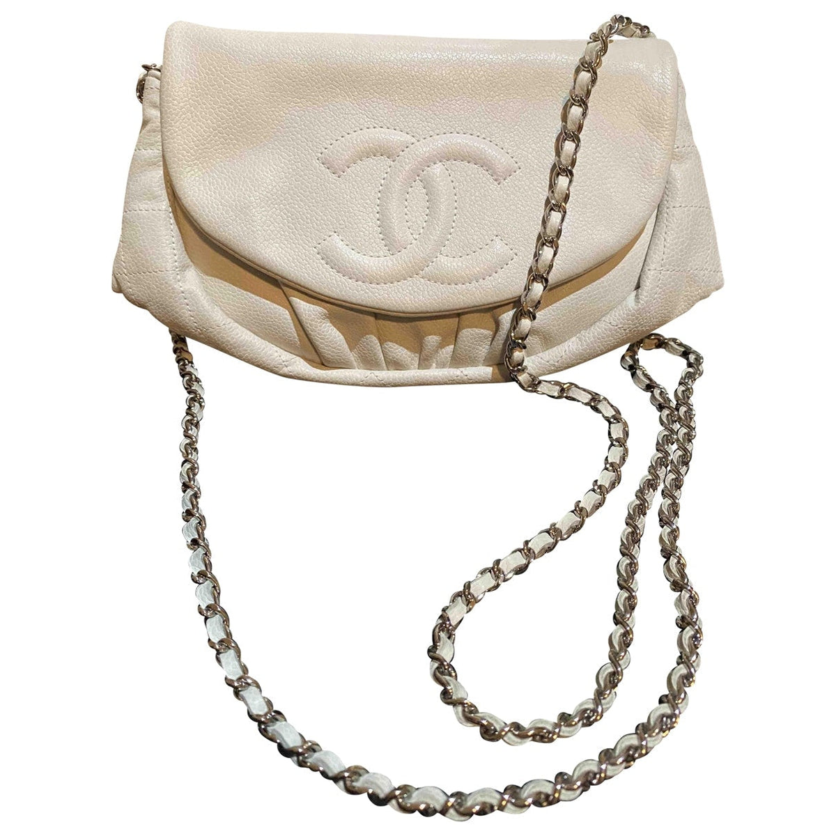 Chanel white leather handbag