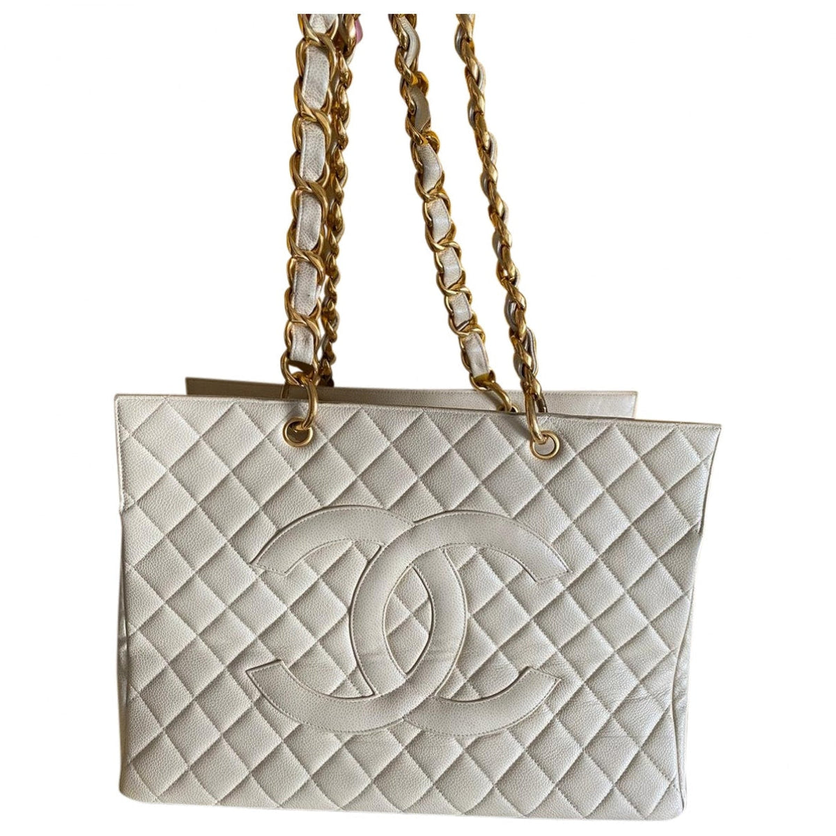 Chanel grand shopping beige leather handbag