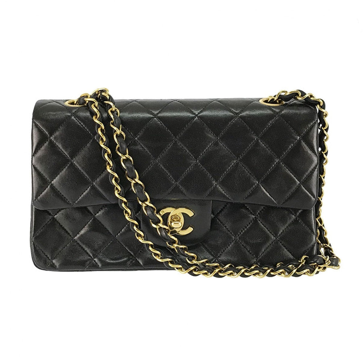 Chanel timeless/classique black leather handbag