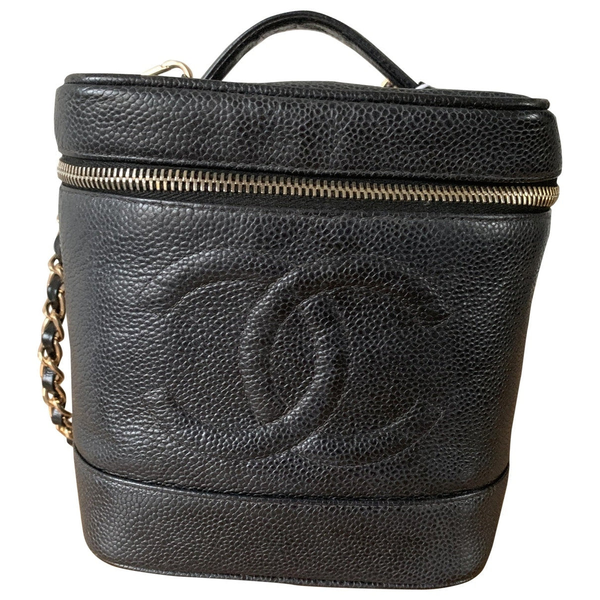 Chanel black leather handbag