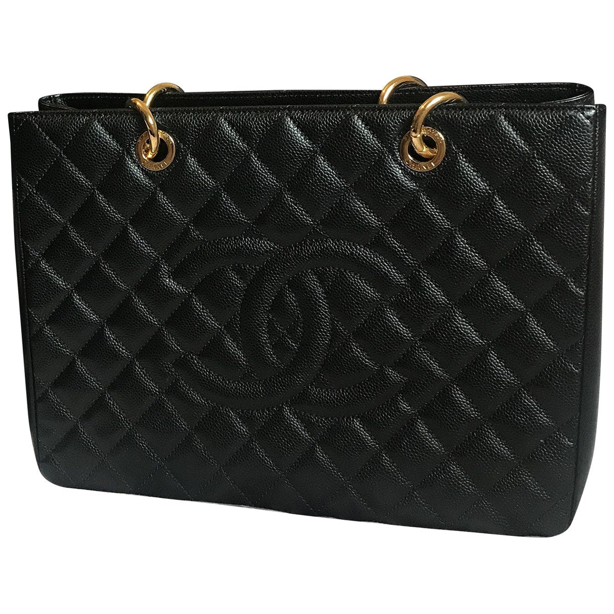 Chanel grand shopping black leather handbag