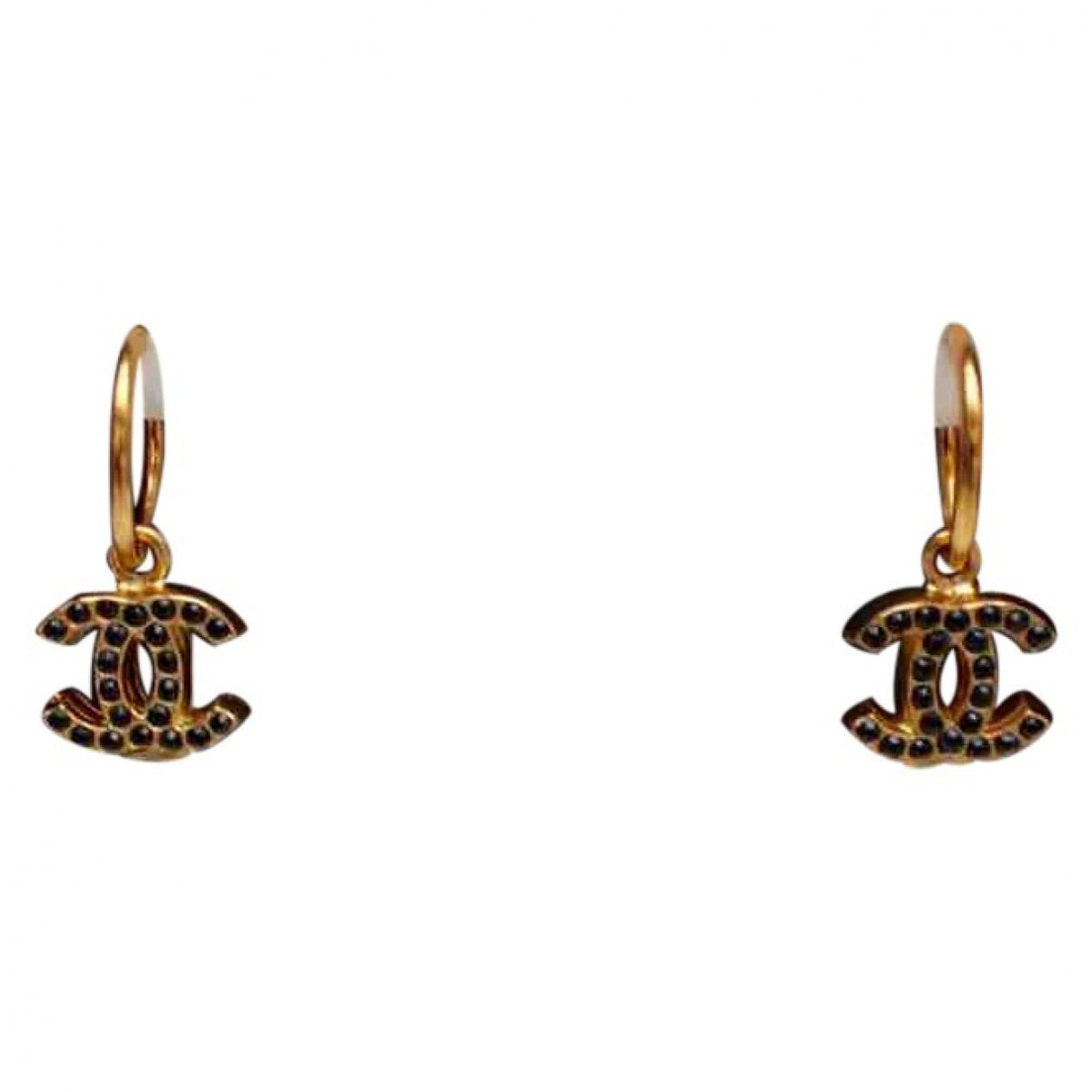 Chanel cc gold metal earrings