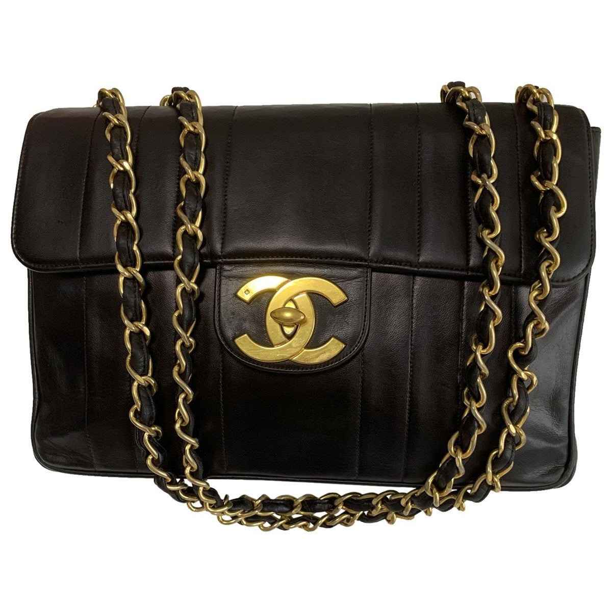 Chanel timeless/classique black leather handbag
