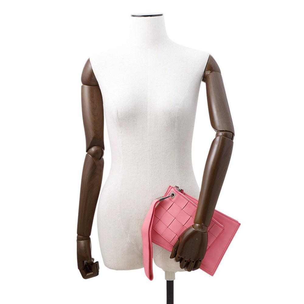 Bottega Veneta Maxi INTRECCIATO Small Double Pouch Pink574049 Leather Size Small
