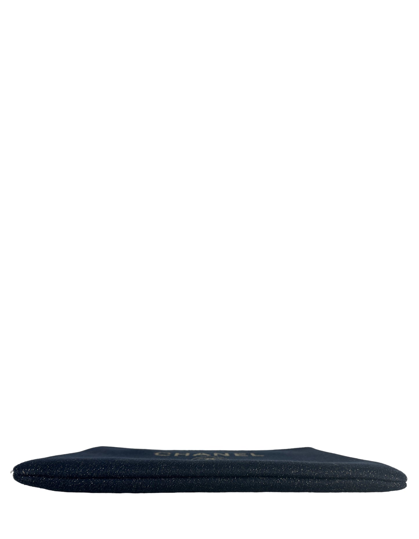 Chanel Navy/Gold Glitter Large Deauville Pouch Bag