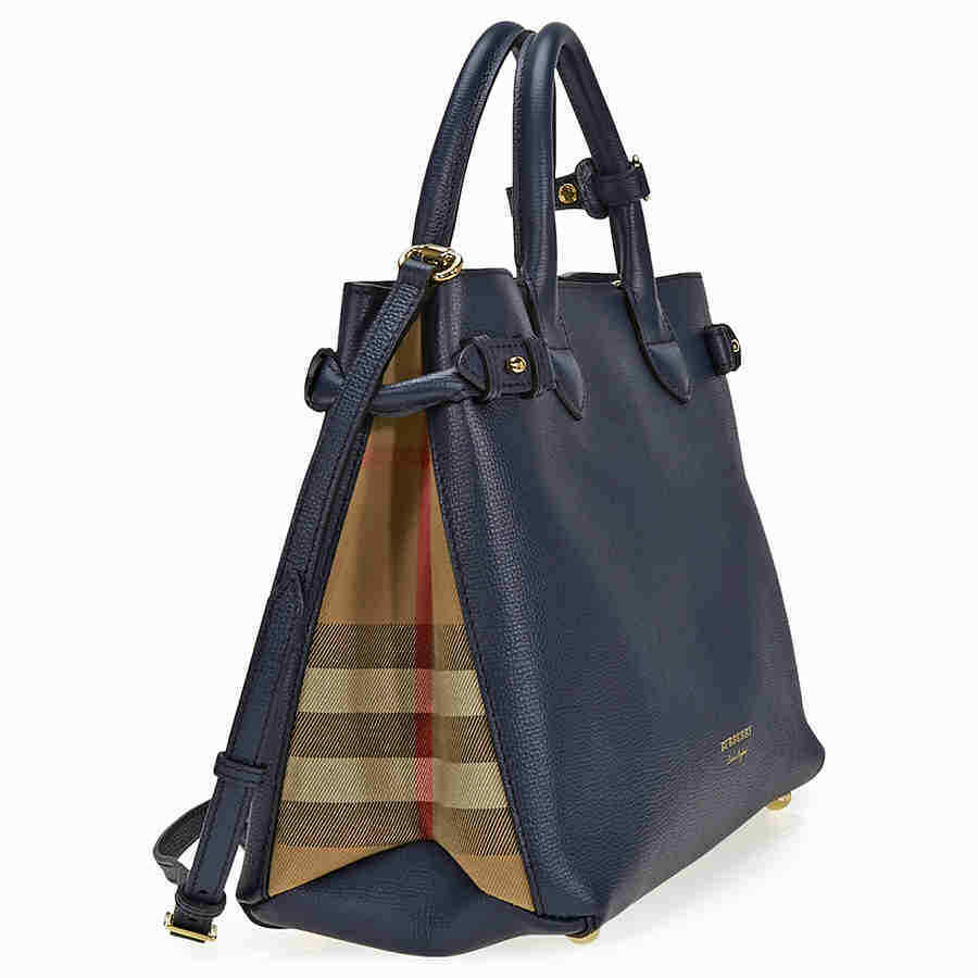 Burberry Medium Banner Calfskin Leather Tote - Ink Blue 4023696