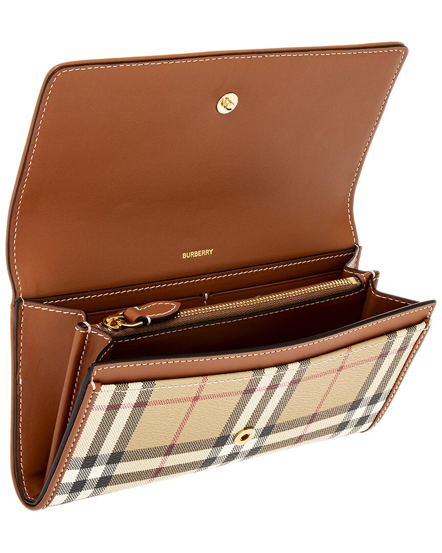 Burberry Long Canvas & Leather Wallet