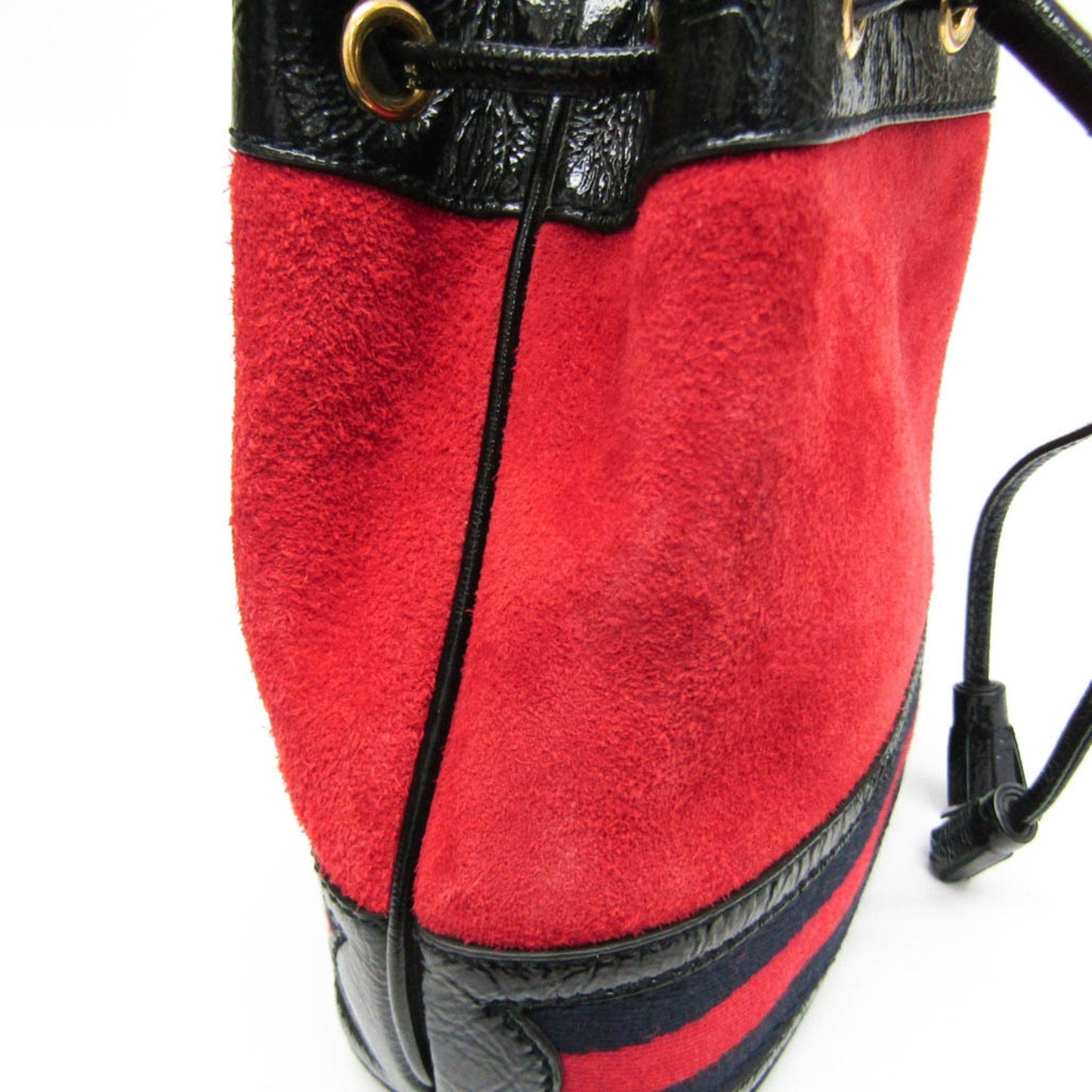 Gucci Drawstring Red Suede Shoulder Bag