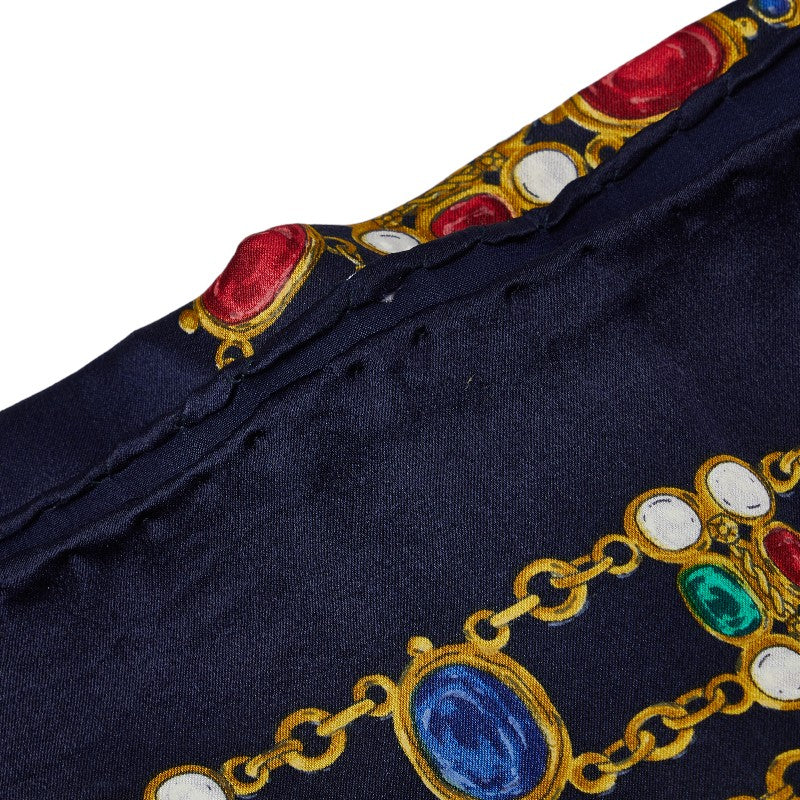 Chanel Chain Color tone Scarf Navi Gold Multicolor Silk Chanel (Chanel)