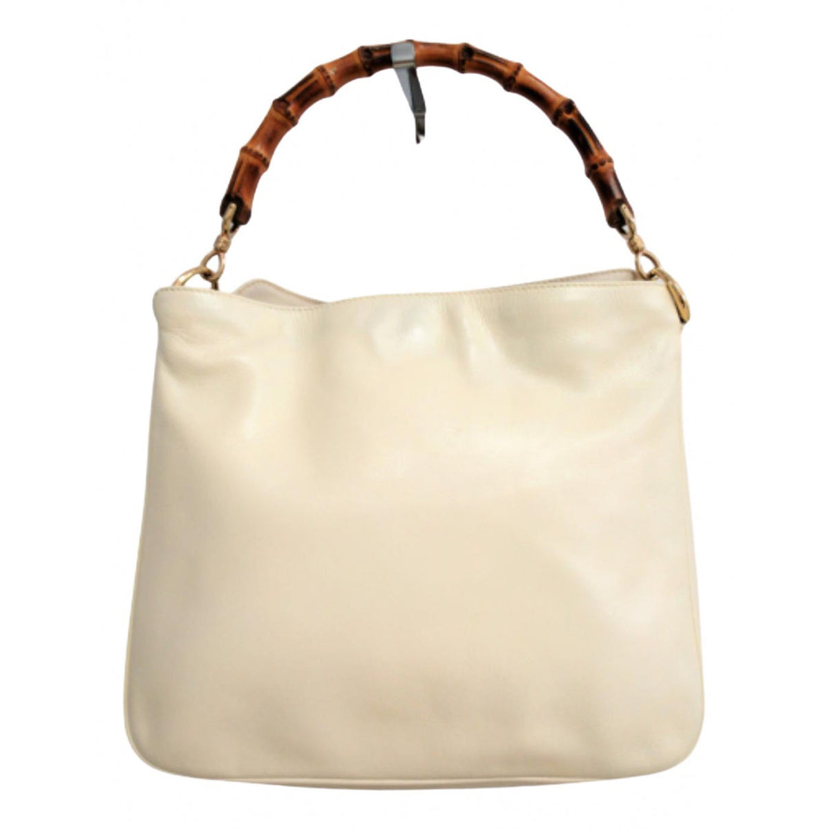 Gucci bamboo ecru leather handbag