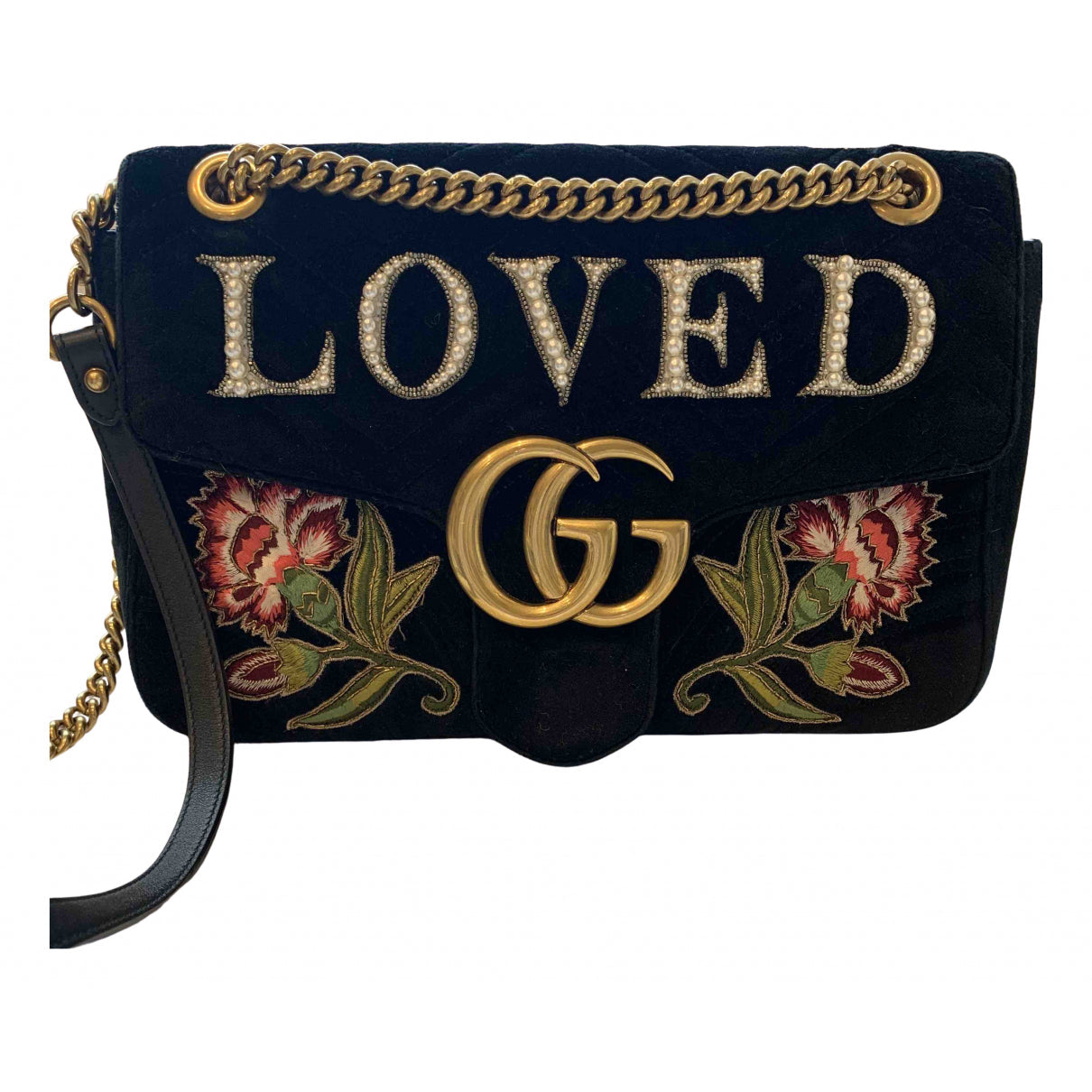 Gucci marmont black velvet handbag