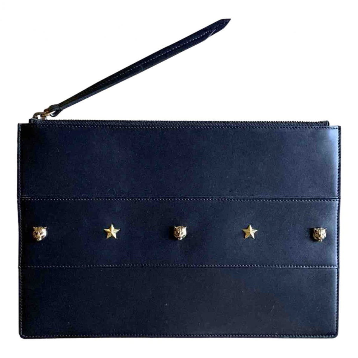 Gucci black leather clutch bag