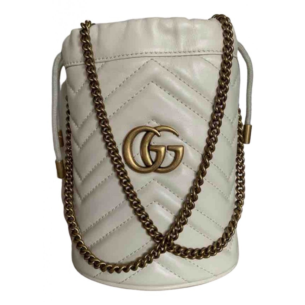 Gucci marmont white leather handbag