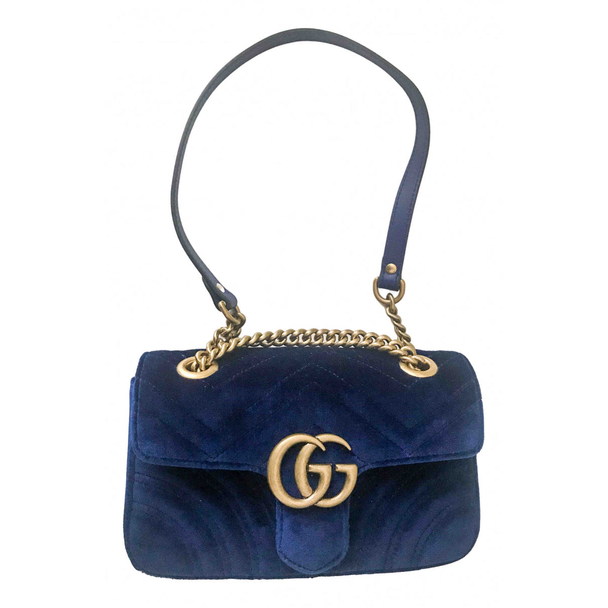 Gucci marmont blue velvet handbag