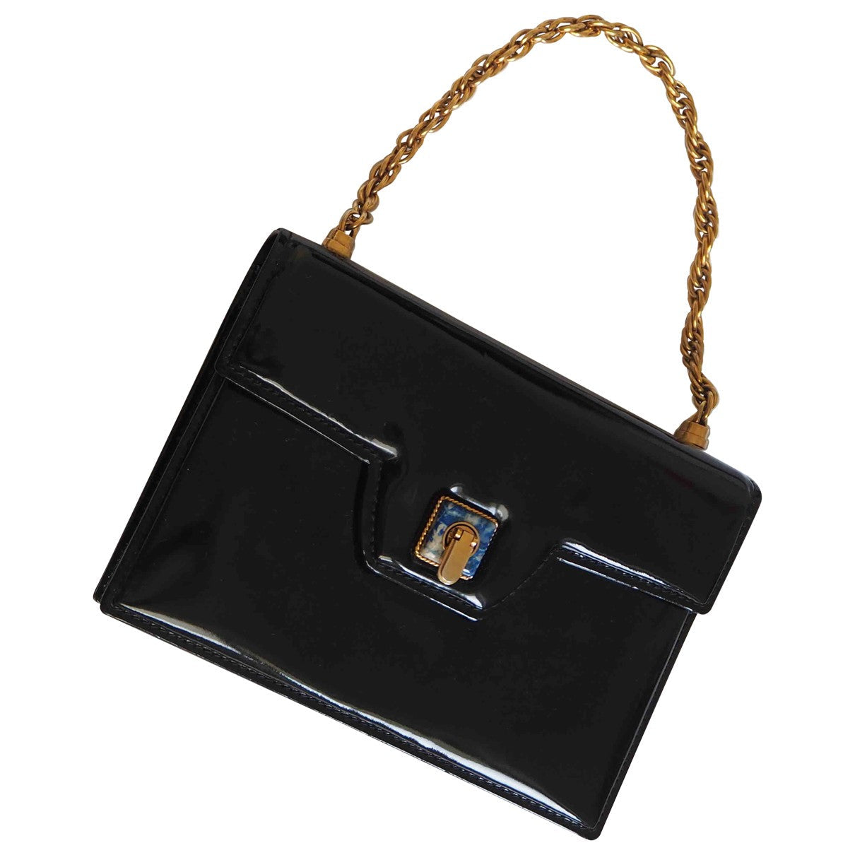Gucci black patent leather clutch bag