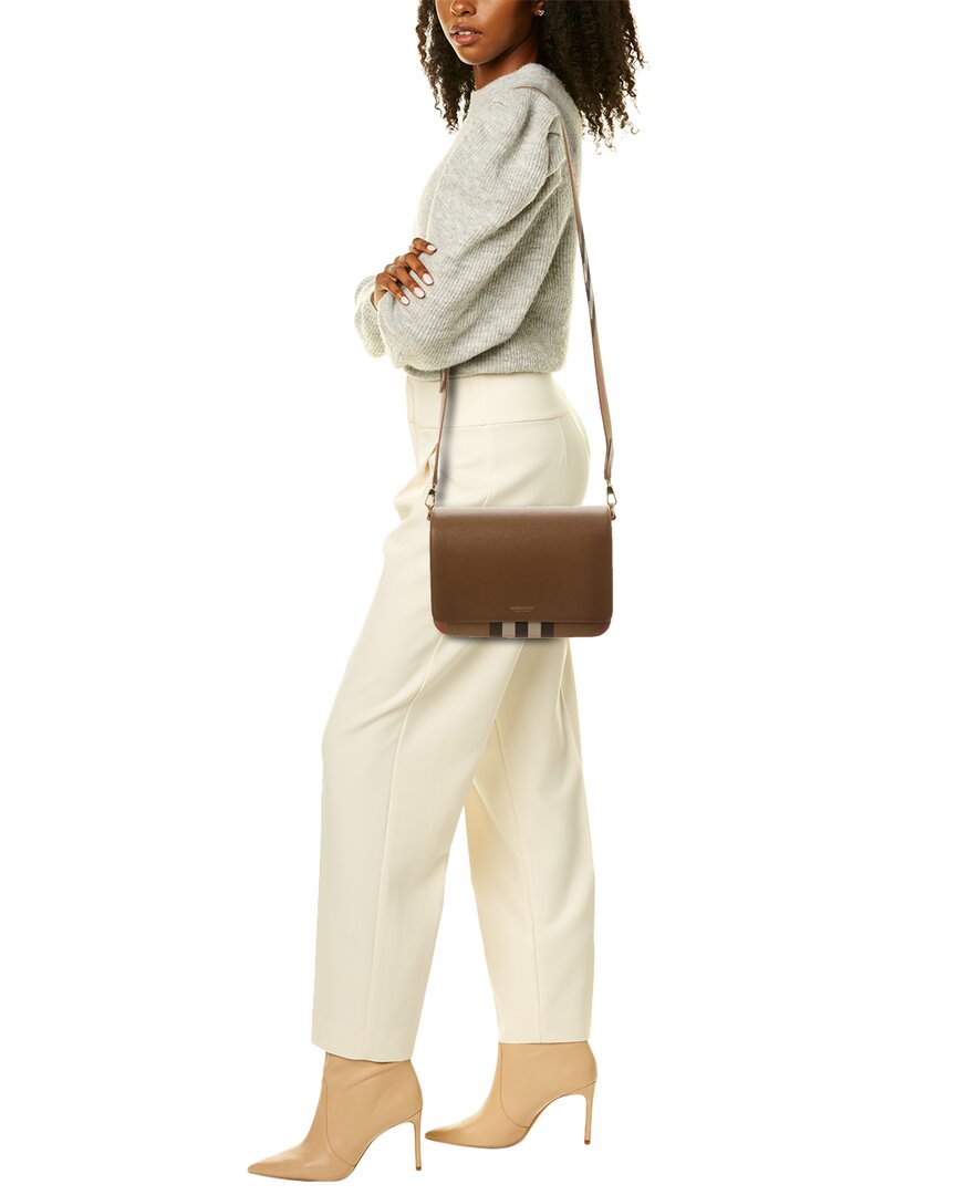 Burberry Check Canvas & Leather Shoulder Bag, Brown