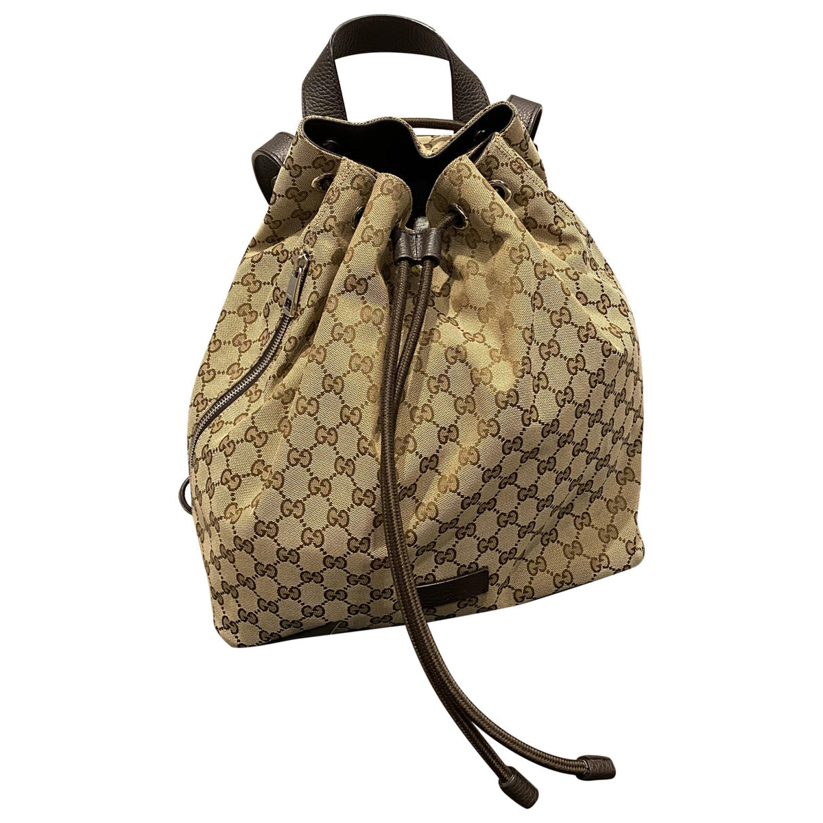 Gucci brown cloth backpacks