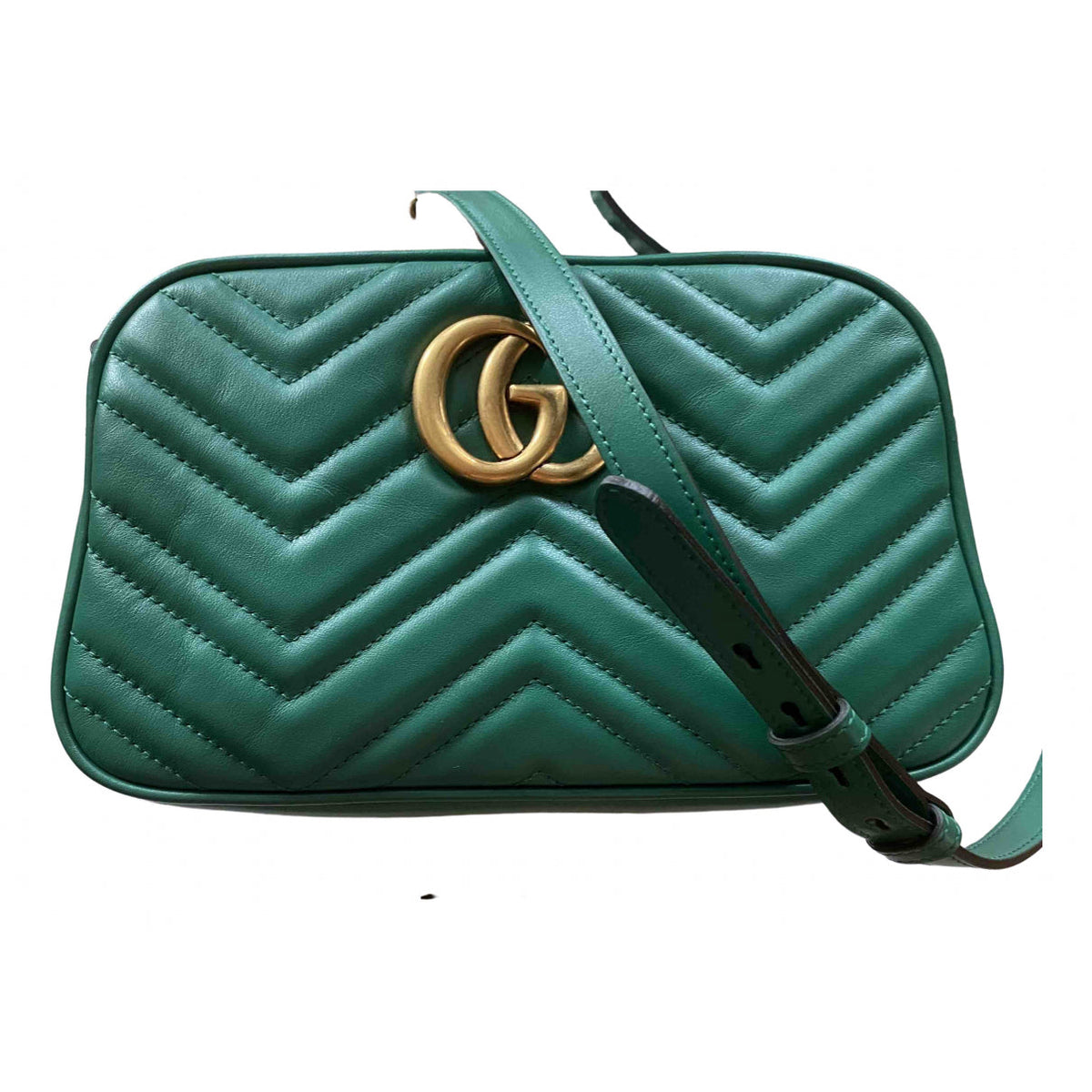 Gucci marmont green leather handbag