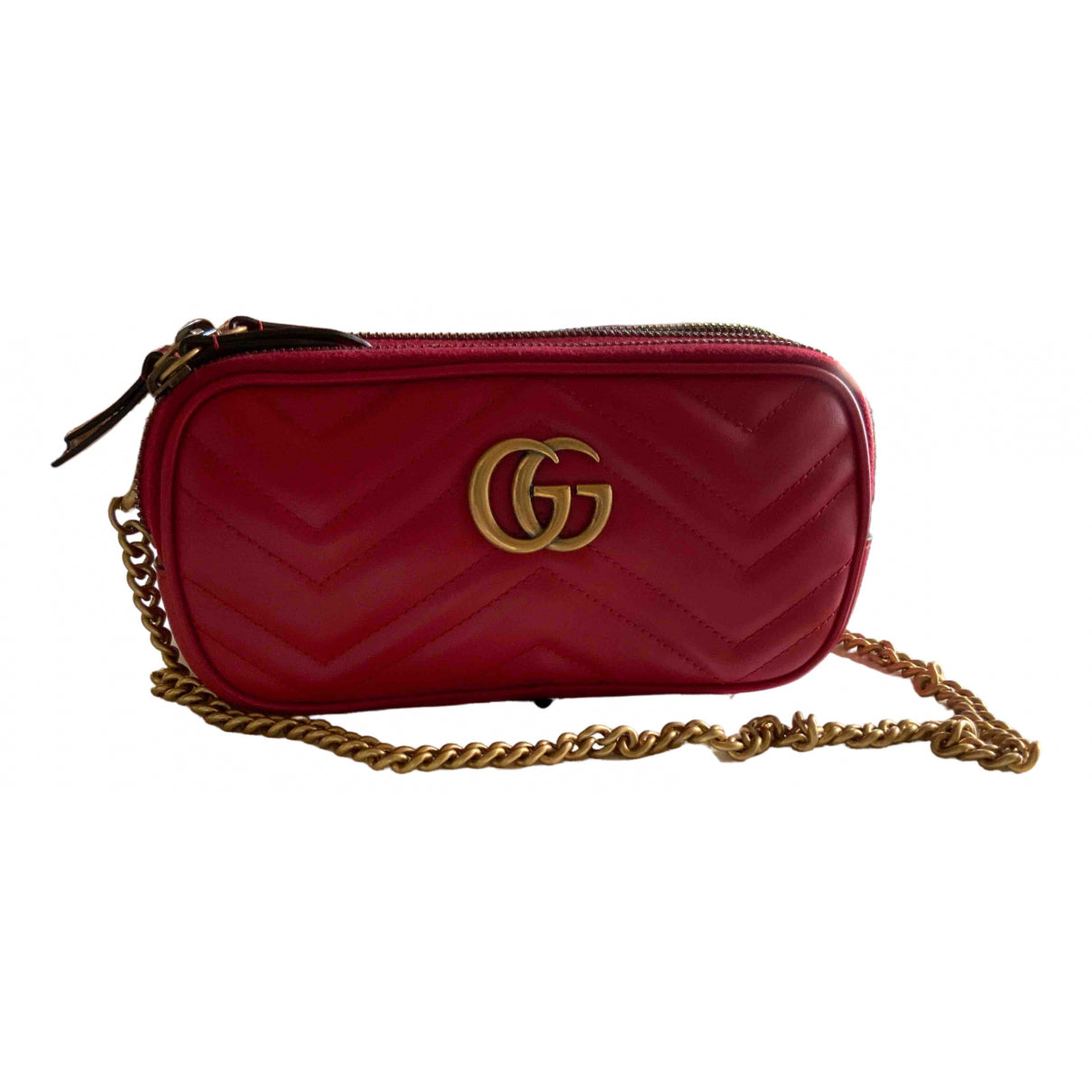 Gucci marmont red leather handbag