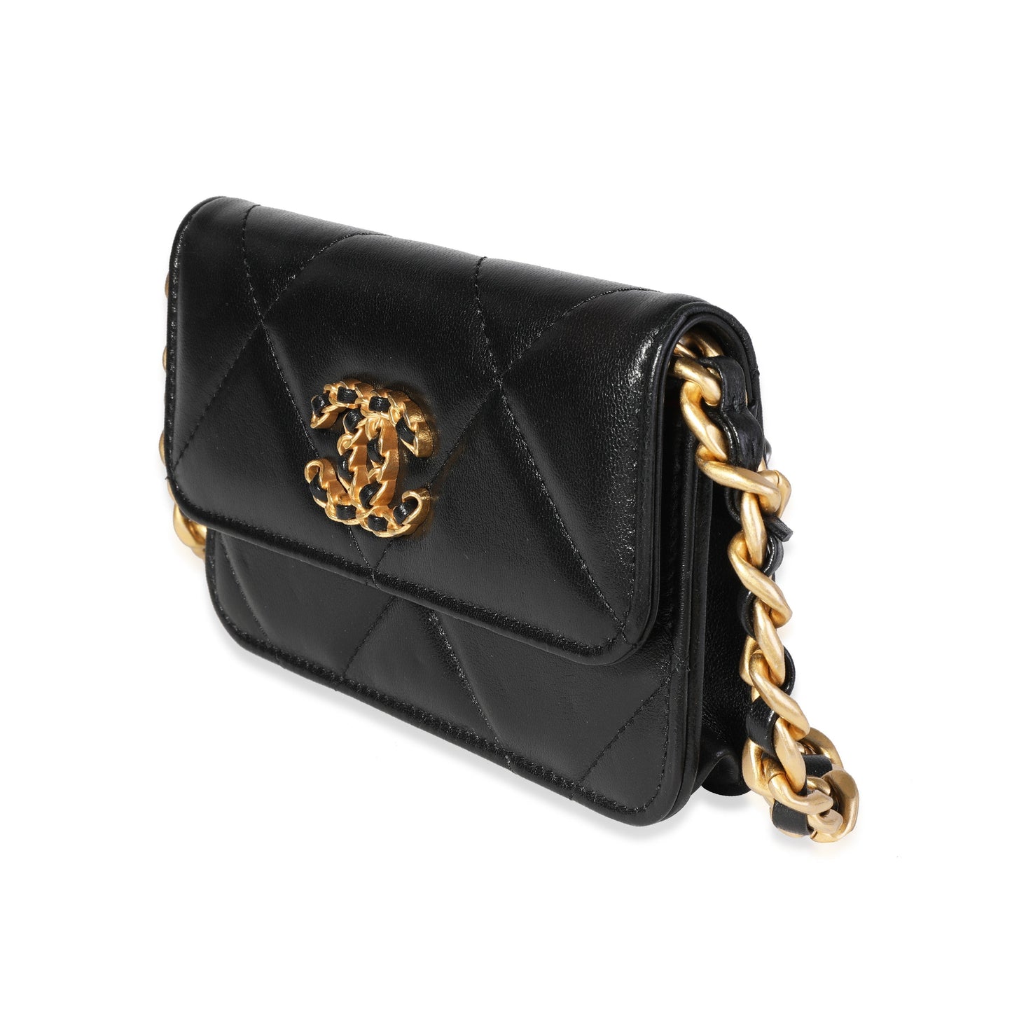 Chanel Black Quilted Lambskin Mini Coin Purse With Chain