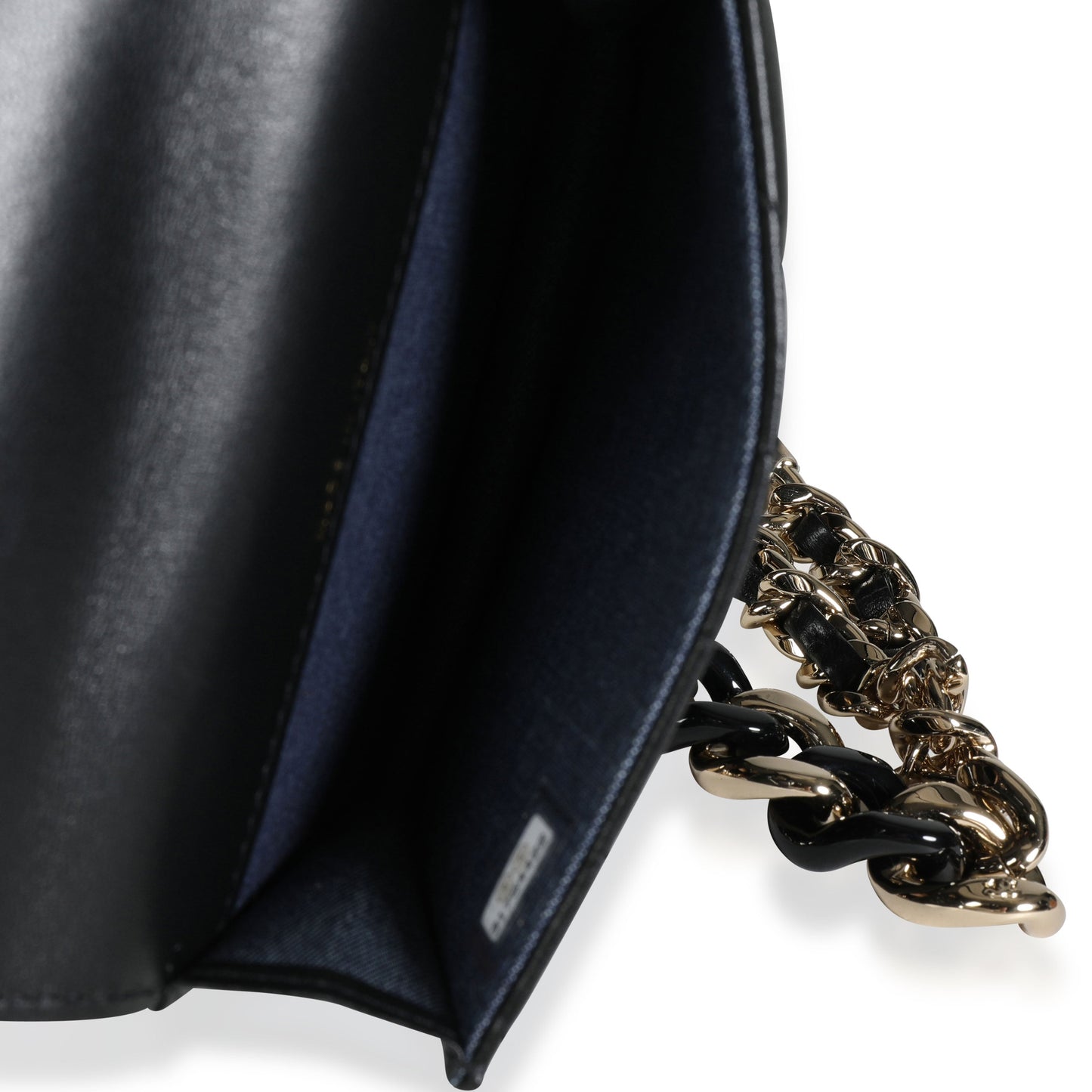 Black Quilted Lambskin Elegant Chain Mini Belt Bag