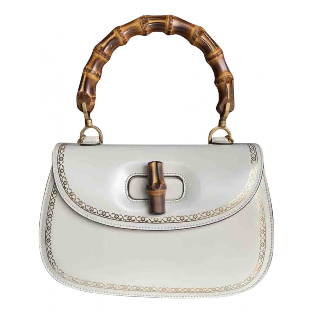Gucci bamboo white leather handbag