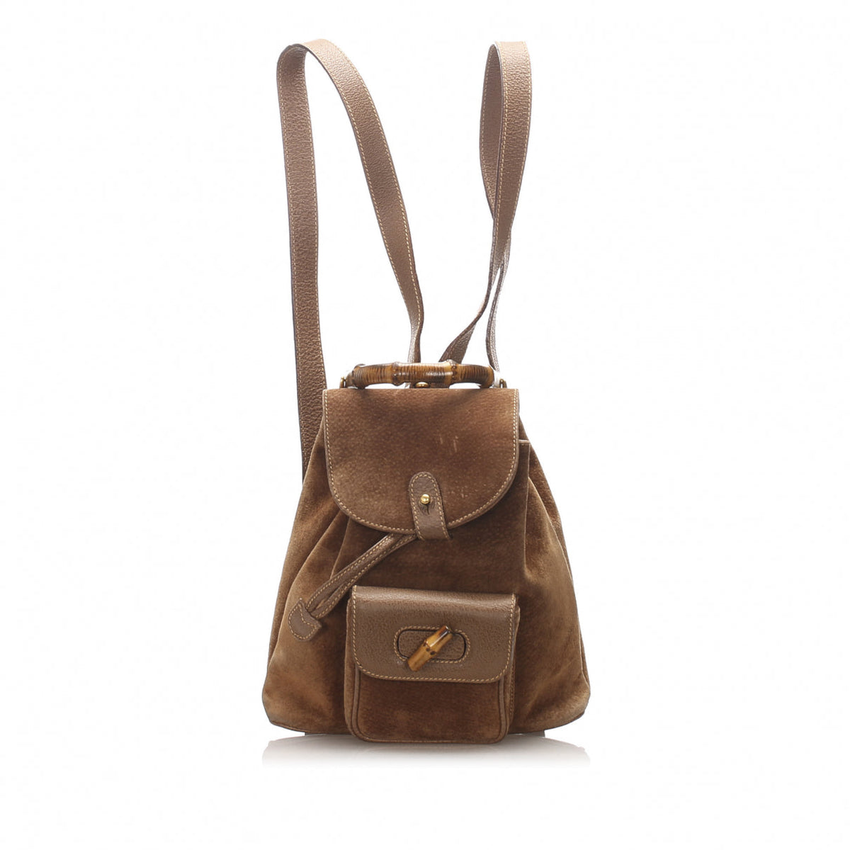 Gucci bamboo brown leather backpacks