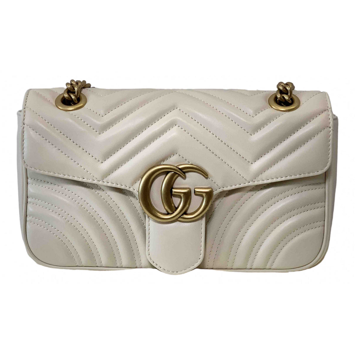 Gucci marmont white leather handbag