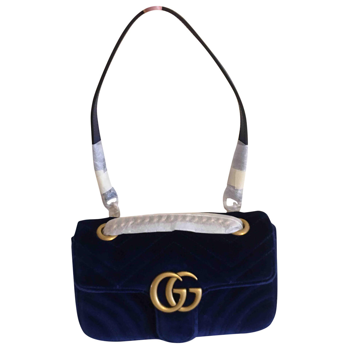 Gucci marmont navy velvet handbag