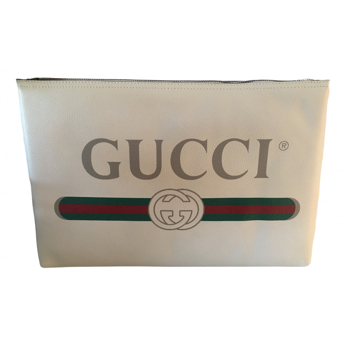 Gucci white leather clutch bag