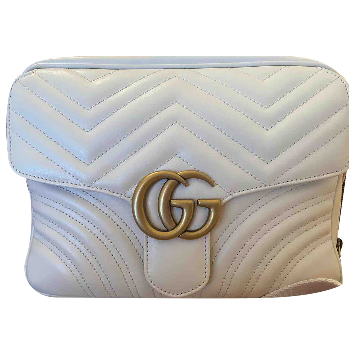 Gucci marmont white leather handbag