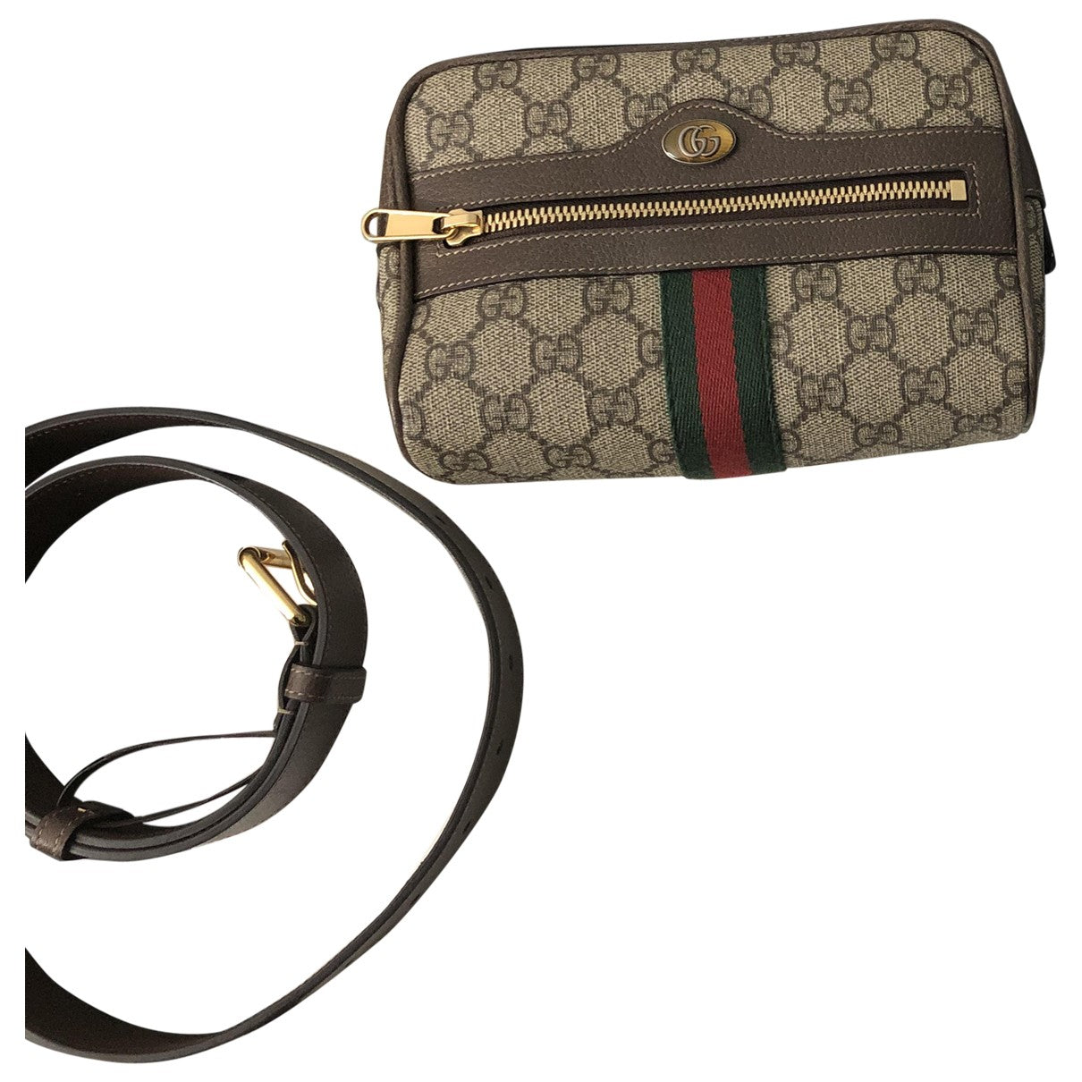 Gucci ophidia brown cloth clutch bag