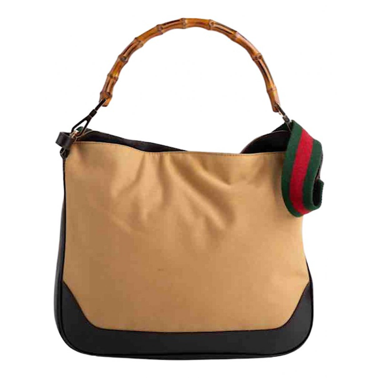 Gucci bamboo beige cloth handbag